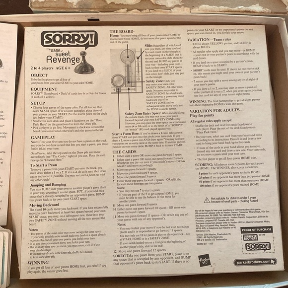 Parker Brothers Family Board Game Sorry​ - Picture 5 of 7